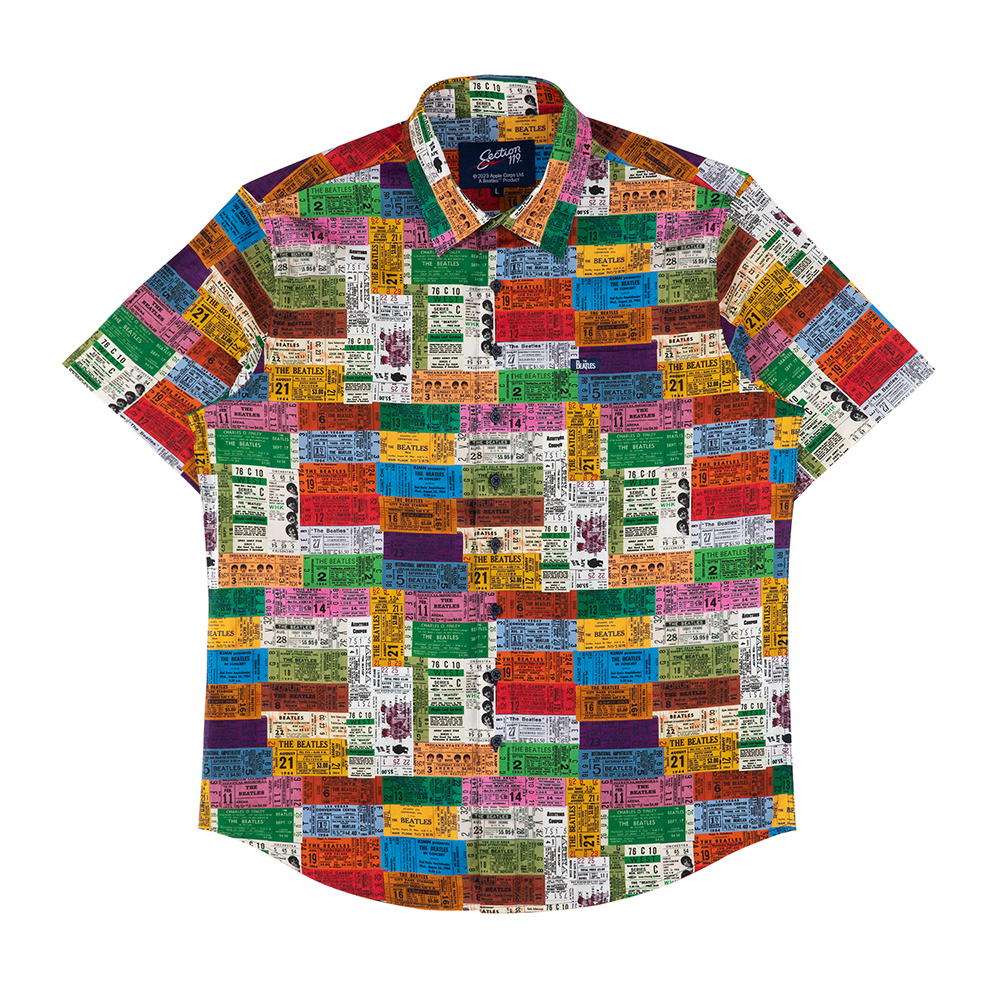 The Beatles Ticket Stub Short Sleeve Button Down Front