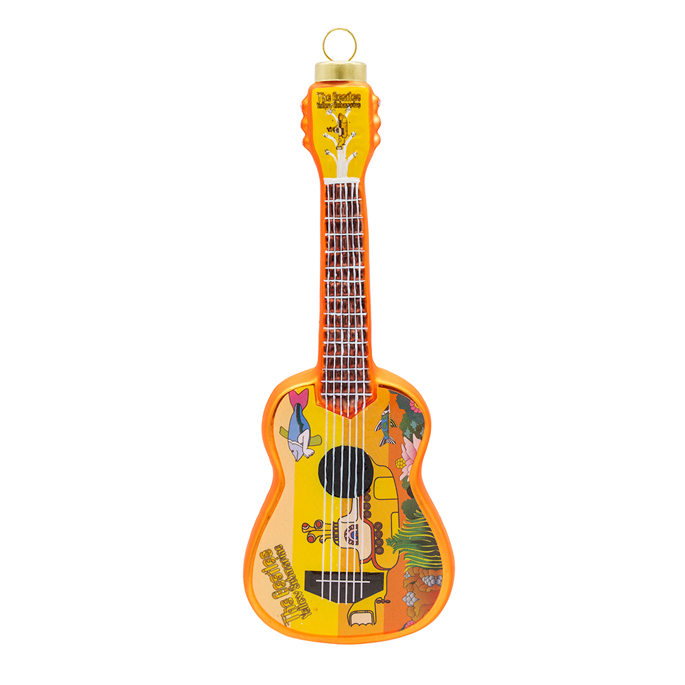 Beatles x Kat + Annie Blue Yellow Submarine Guitar Ornament Front
