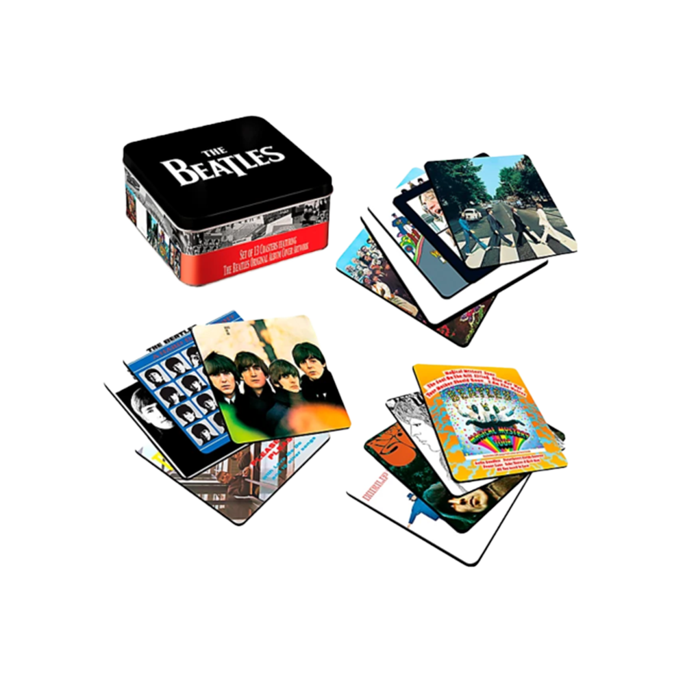 The Beatles 13 Piece Coaster Set in Tin - The Beatles Official Store The Beatles 13 Piece Coaster Set in Tin - The Beatles Official Store