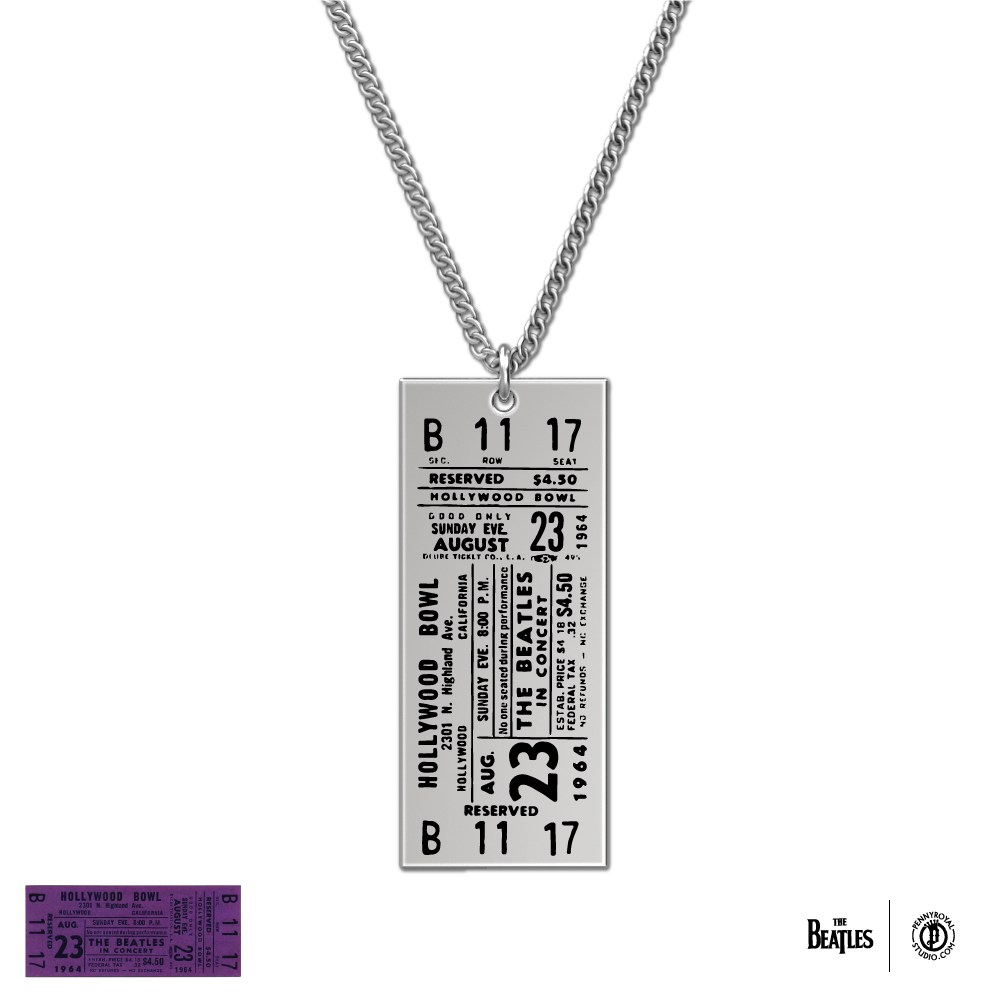 1964 Tour Ticket Necklace 6 - Hollywood 8/23/64 - The Beatles