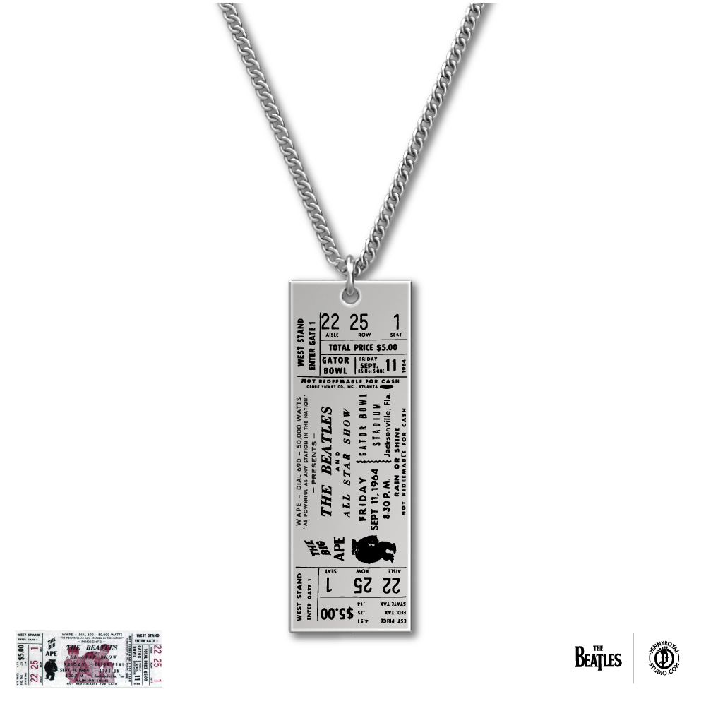 1964 Tour Ticket Necklace 18 - Jacksonville 9/11/64 - The Beatles