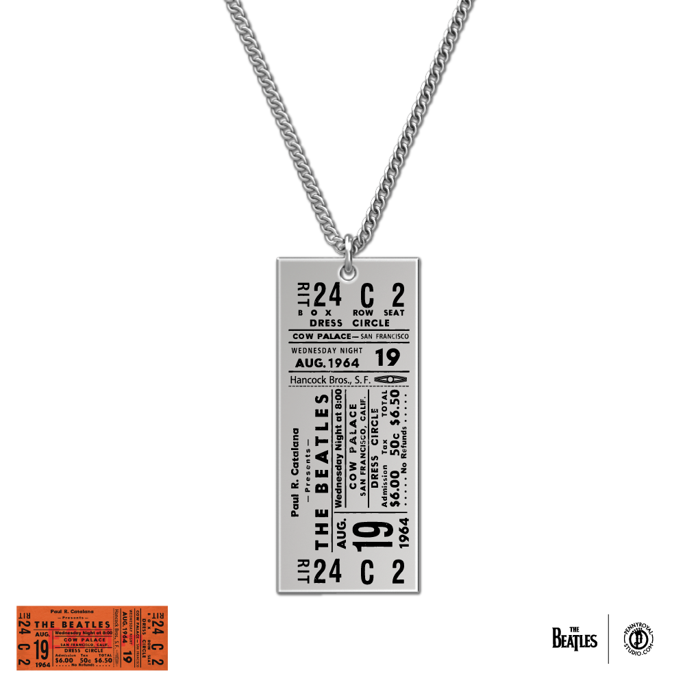 1964 Tour Ticket Necklace 2 - San Francisco 8/19/64 - The Beatles 1964 Tour Ticket Necklace 2 - San Francisco 8/19/64 - The Beatles
