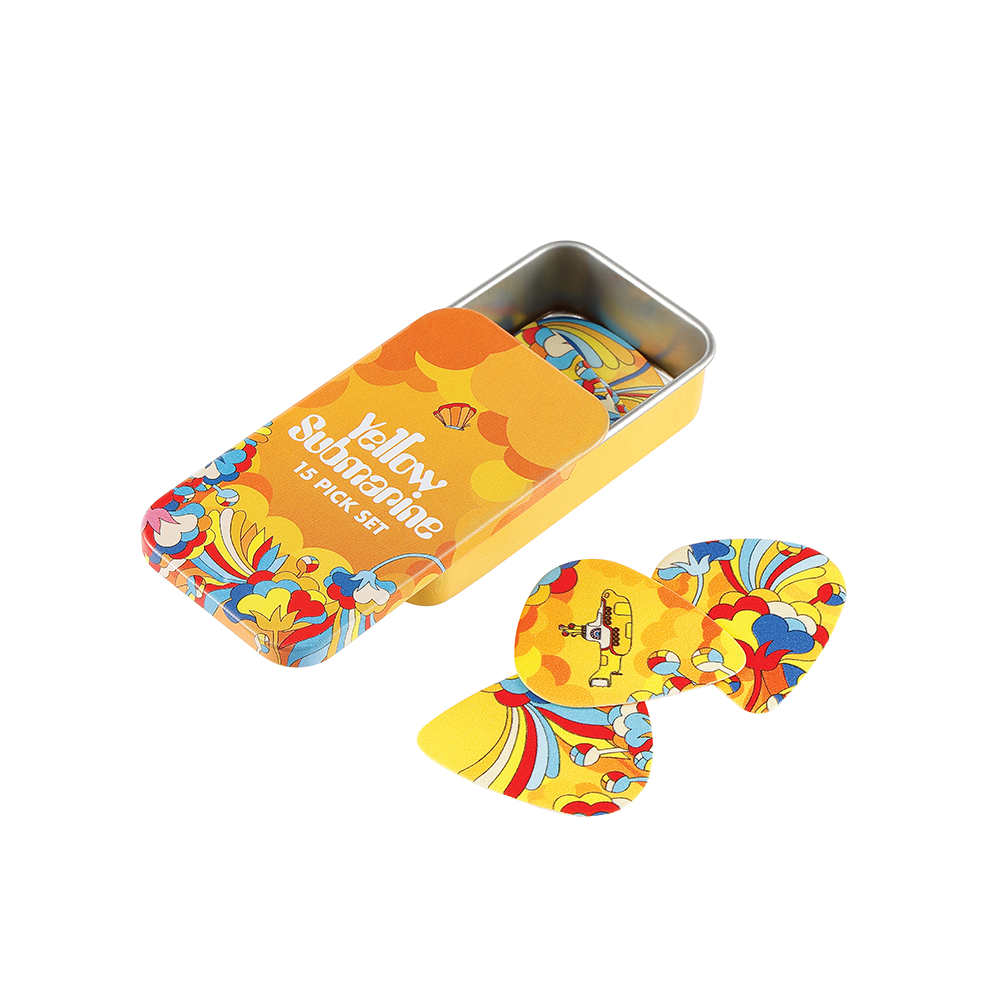 D'Addario Beatles Yellow Submarine 55th Anniversary Guitar Picks, Primrose Prairie,  15-Pack Tin