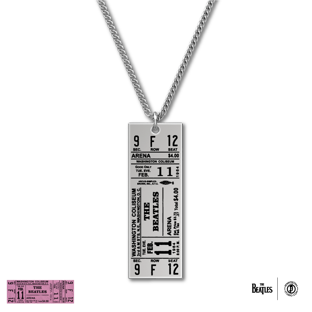 1964 Tour Ticket Necklace 1 - Washington, DC 2/11/64 - The Beatles 1964 Tour Ticket Necklace 1 - Washington, DC 2/11/64 - The Beatles