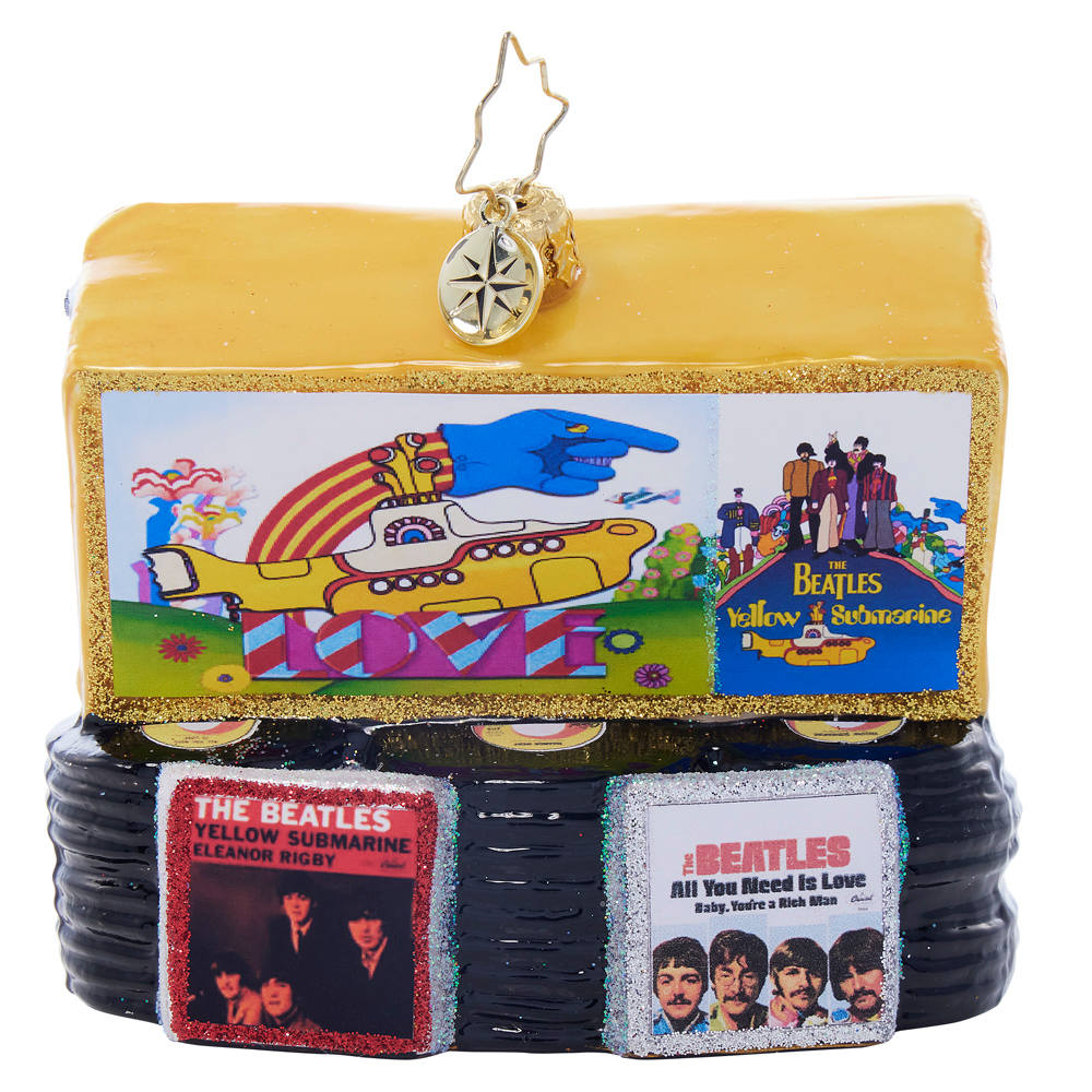 Beatles x Radko Rockin' Yellow Submarine Turntable Ornament Back