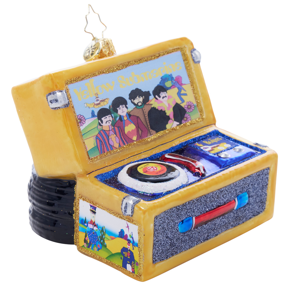 Beatles x Radko Rockin' Yellow Submarine Turntable Ornament Side