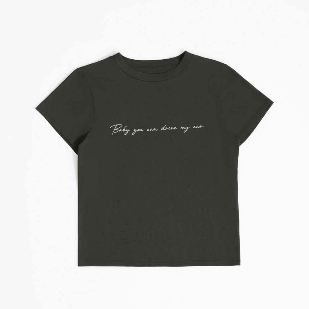 Rubber Soul Baby You Can Drive My Car Handwritten Baby Tee Front