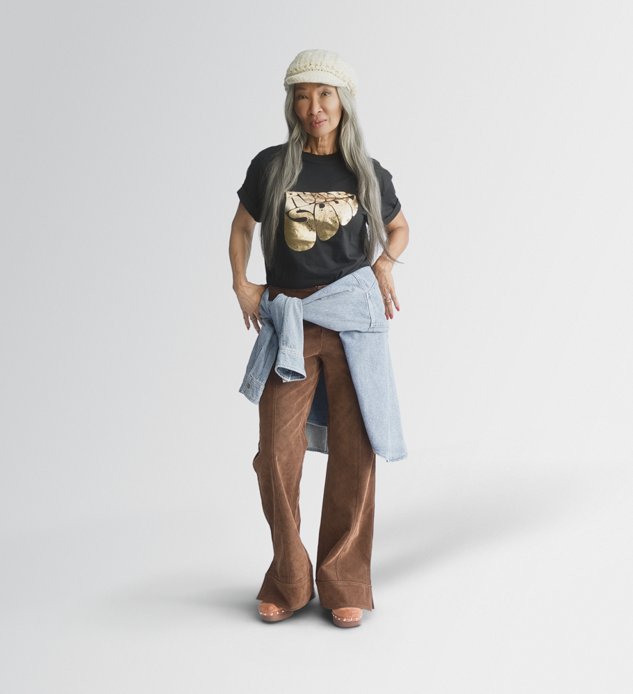 Rubber Soul Black Gold Foil Tee Model 1