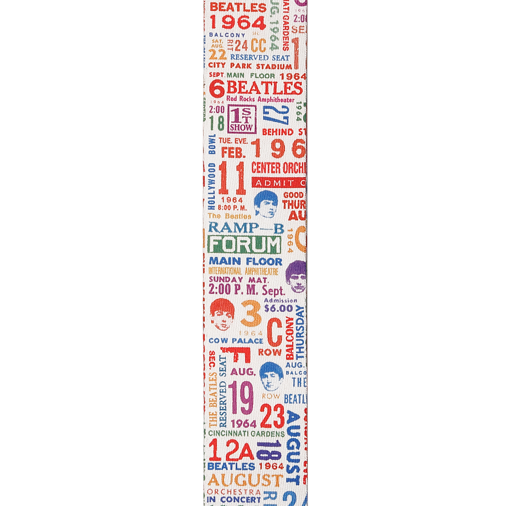 The Beatles 1964 US Tour - Ticket Stubs Multi Color Guitar Strap - Image 2 