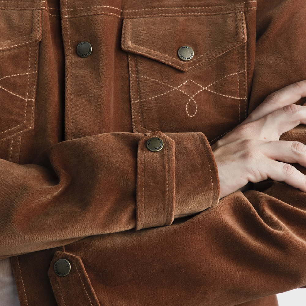 Phix X The Beatles Brown Faux Suede Western Jacket Model 2