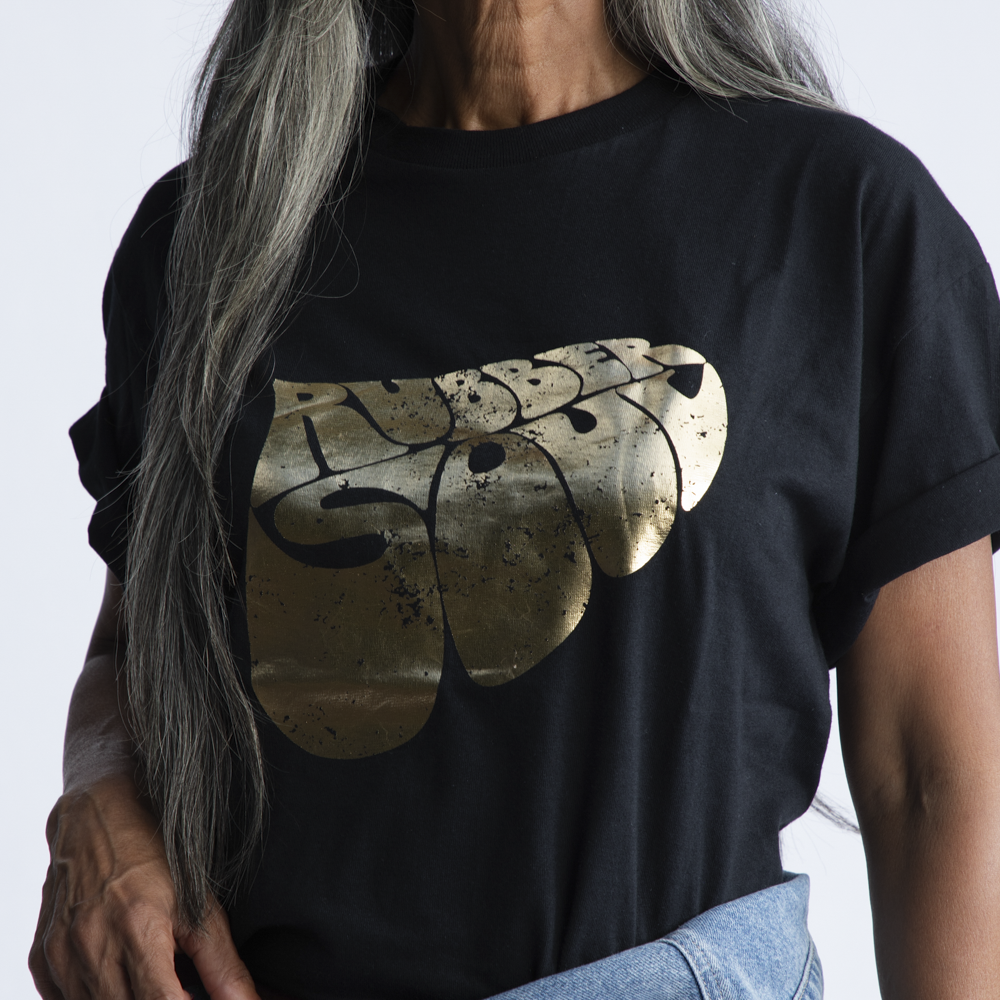 Rubber Soul Black Gold Foil Tee Model 2