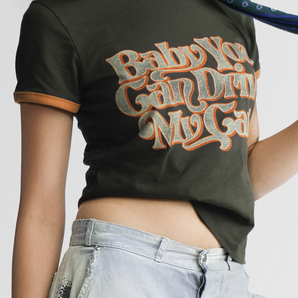 Rubber Soul Baby You Can Drive My Car Slogan Baby Tee Model 2