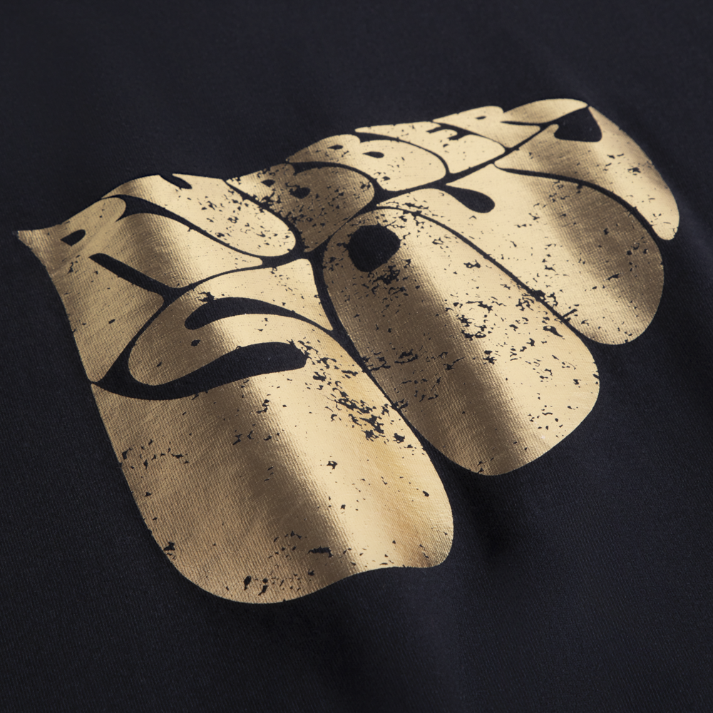 Rubber Soul Black Gold Foil Tee Model 3