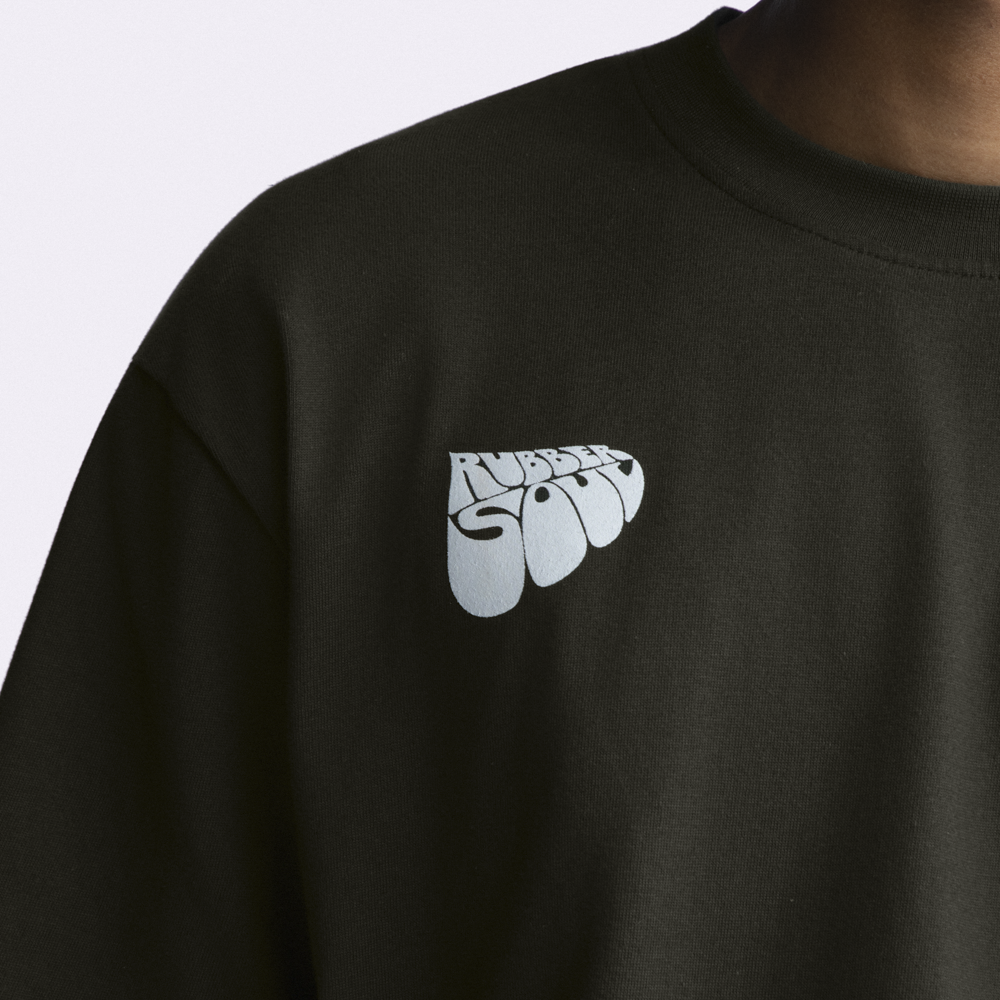 Rubber Soul Boxy Tracklist Tee Model 4