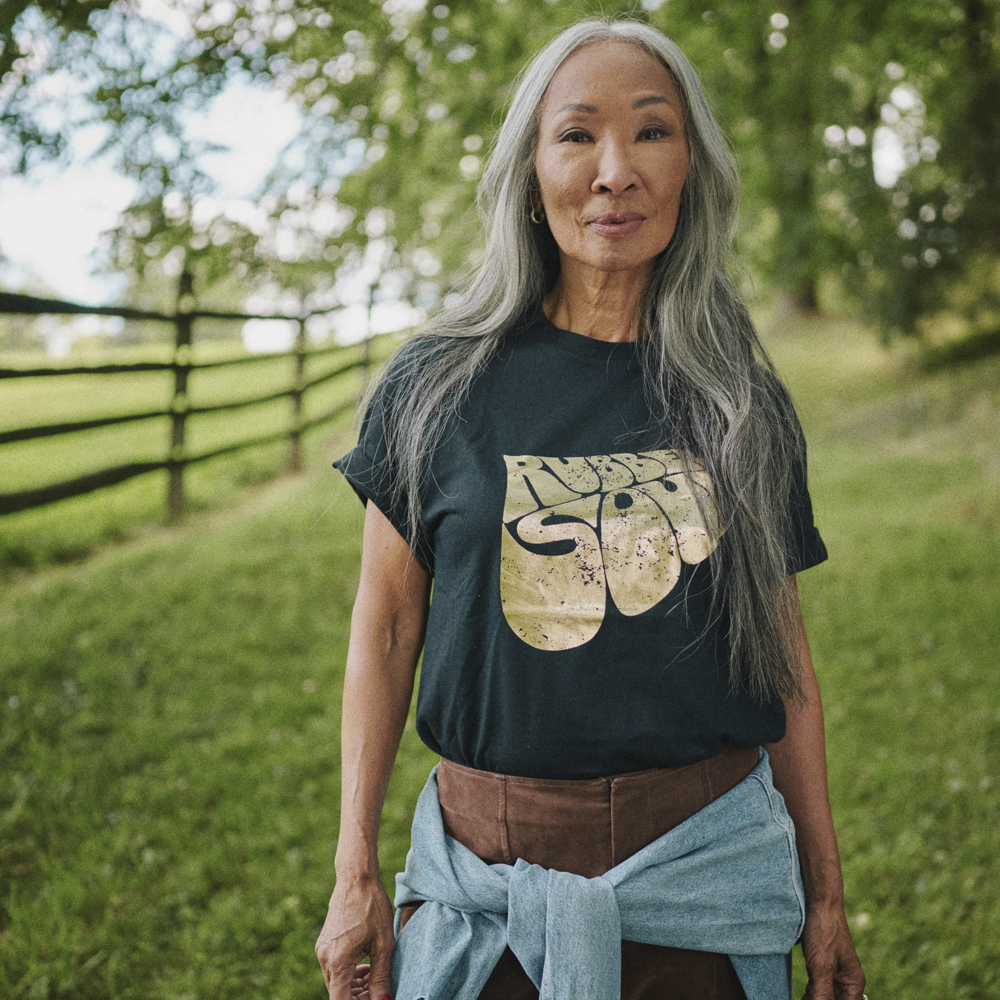 Rubber Soul Black Gold Foil Tee Model 6