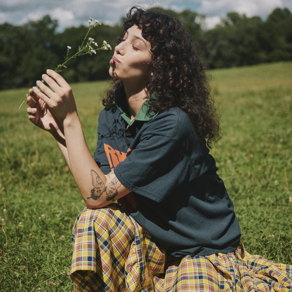 Rubber Soul Black & Orange Distressed Tee Model 6