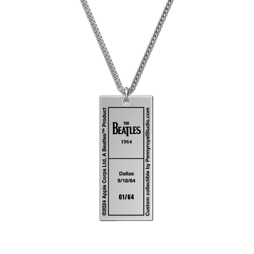 1964 Tour Ticket Necklace 25 - Dallas 9/18/64 - The Beatles 1964 Tour Ticket Necklace 25 - Dallas 9/18/64 - The Beatles