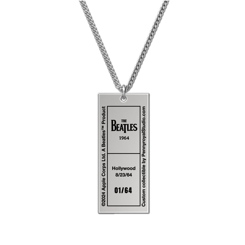 1964 Tour Ticket Necklace 6 - Hollywood 8/23/64 Back