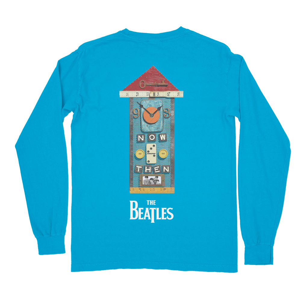 Now and Then Clock Blue Longsleeve Shirt The Beatles Official Store