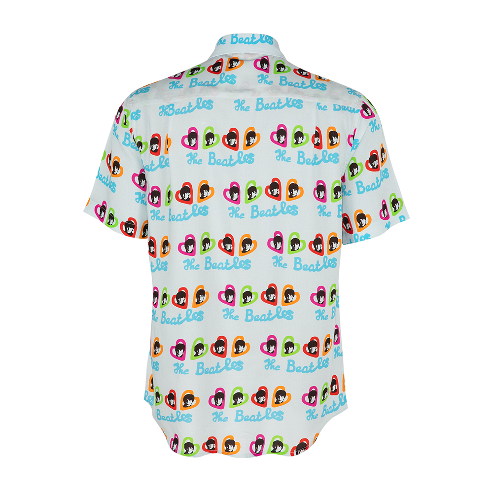 The Beatles Hearts Short Sleeve Button Down Back