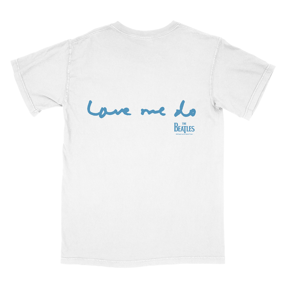 Now and Then / Love Me Do White T-Shirt Back