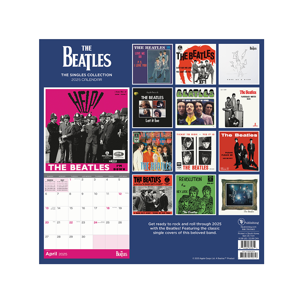 The Beatles: Singles 2025 Wall Calendar Back