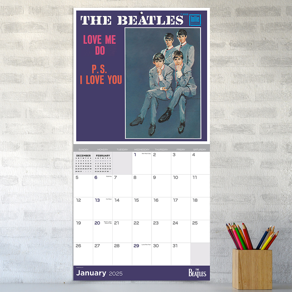 The Beatles: Singles 2025 Wall Calendar January