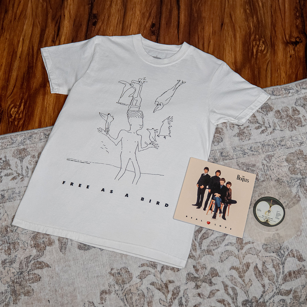 Free As A Bird / Real Love [2025 Mixes]: 7" Vinyl + Free As A Bird T-Shirt 2