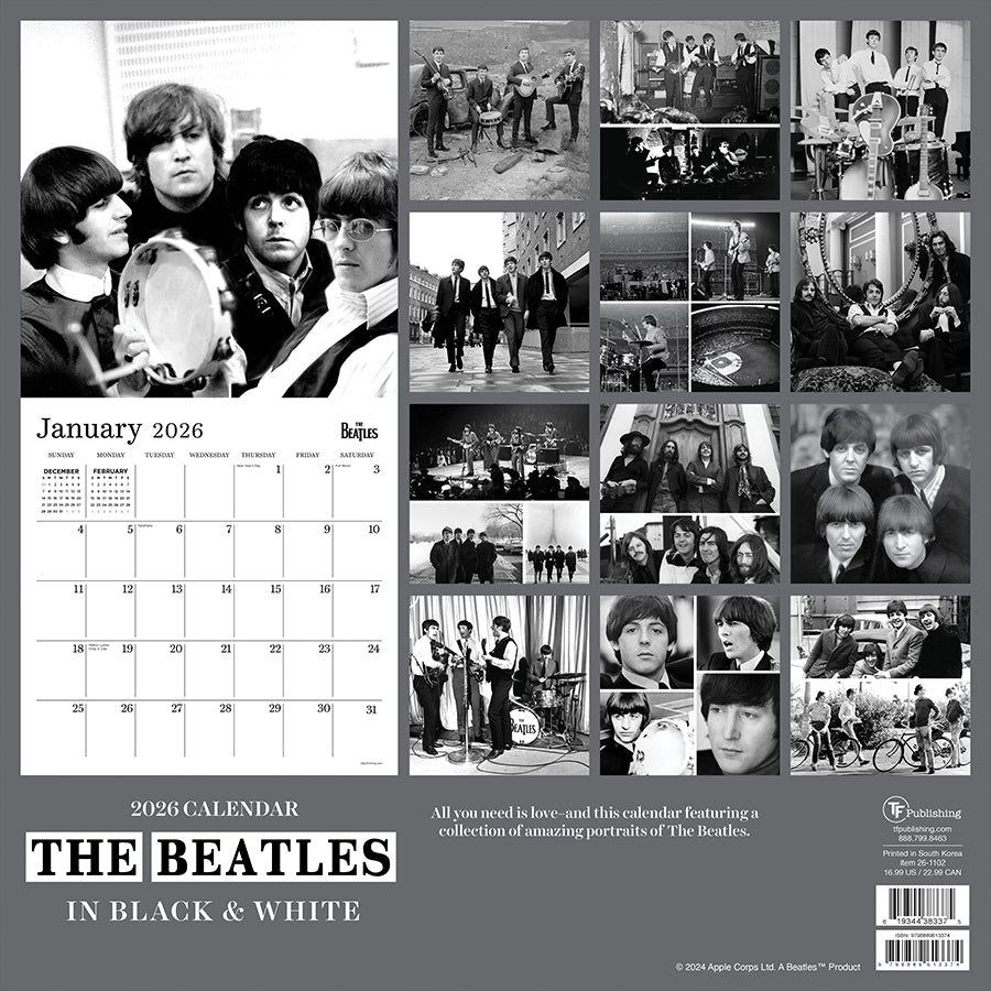 2026 The Beatles: Black & White Wall Calendar-4