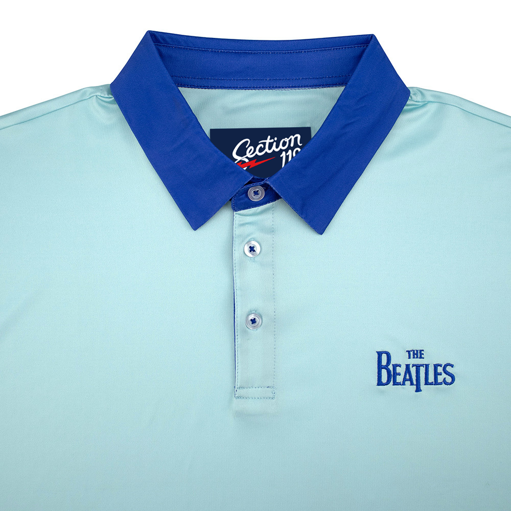 The Beatles Dry Fit Polo Blue Beatles on Blue Collar