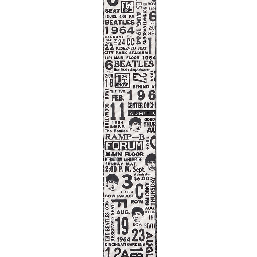 The Beatles 1964 US Tour - Ticket Stubs Black and White Guitar Strap - Image 2 