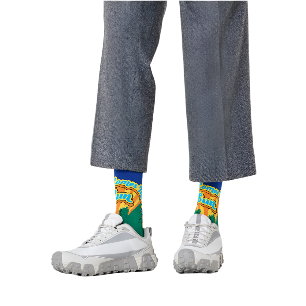 The Beatles x Happy Socks Here Comes The Sun Socks On Model