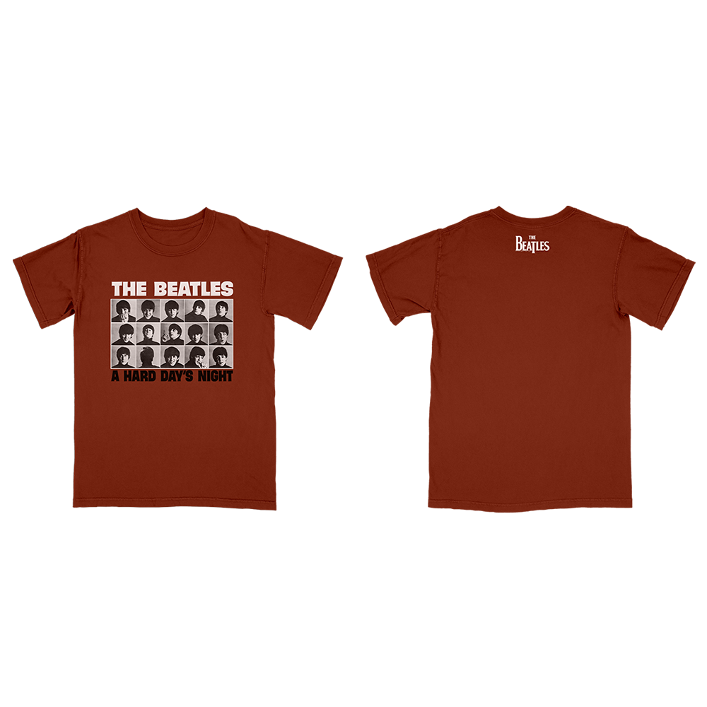 A Hard Day's Night Maroon Album Cover T-Shirt Front and Back 