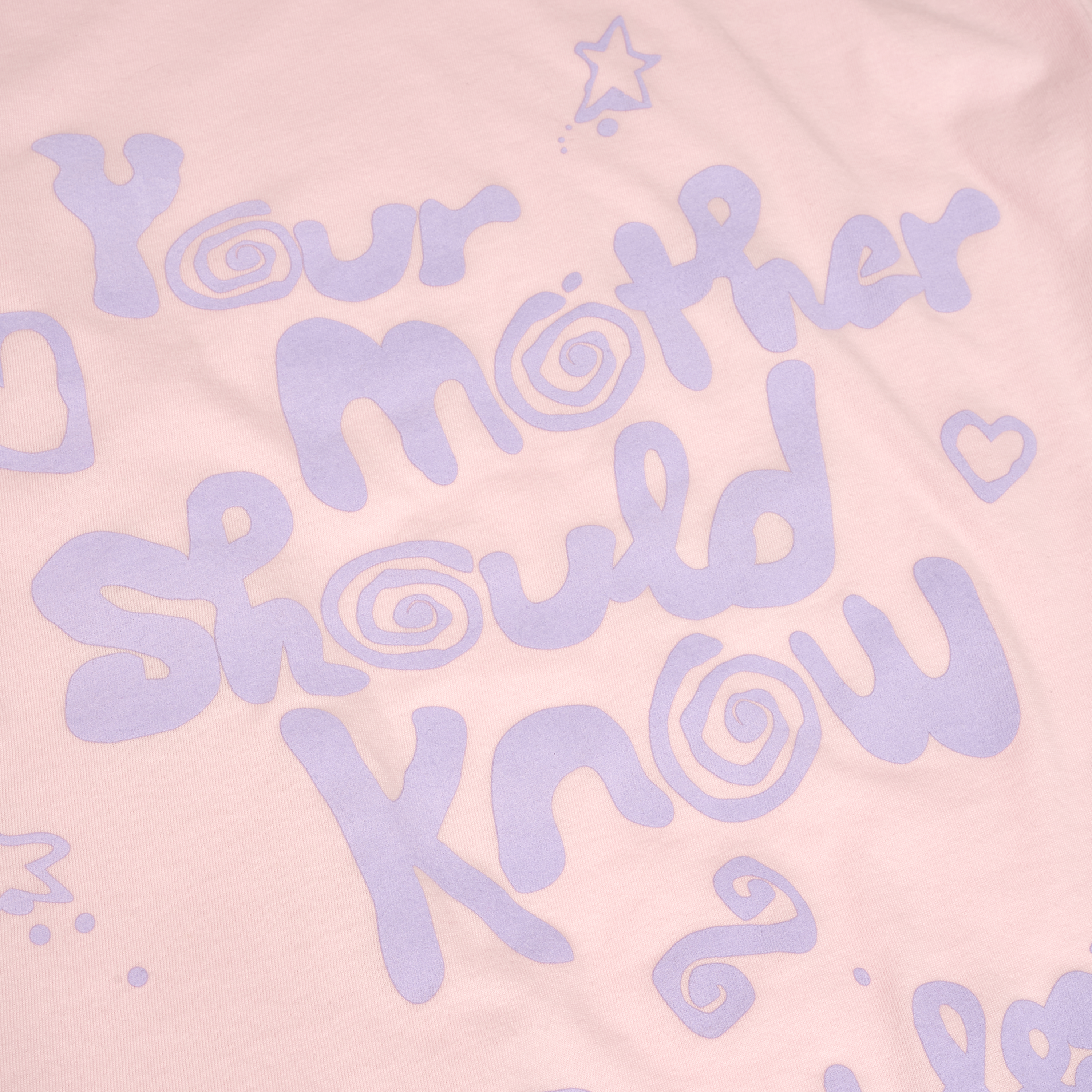 Your Mother Should Know Pink T-Shirt Detail