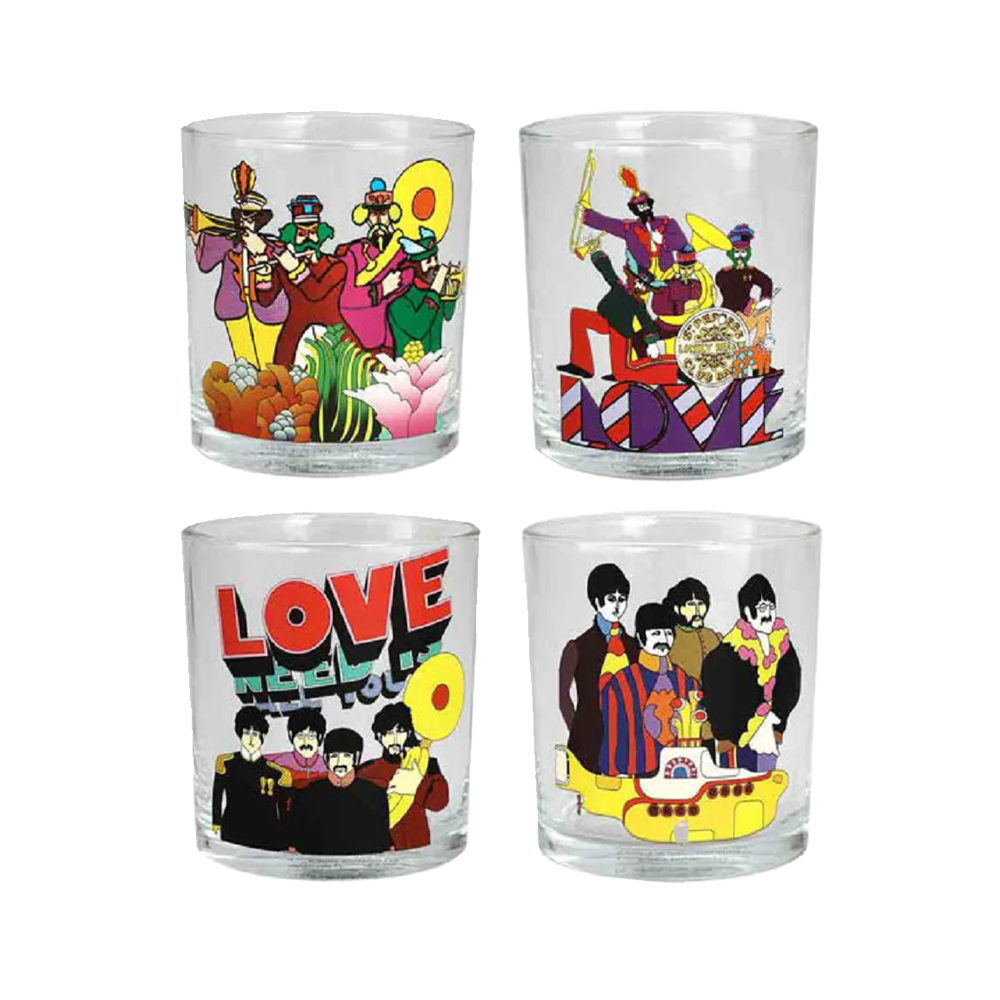 The Beatles "Yellow Submarine" 10 oz. Glass Set of 4 Front