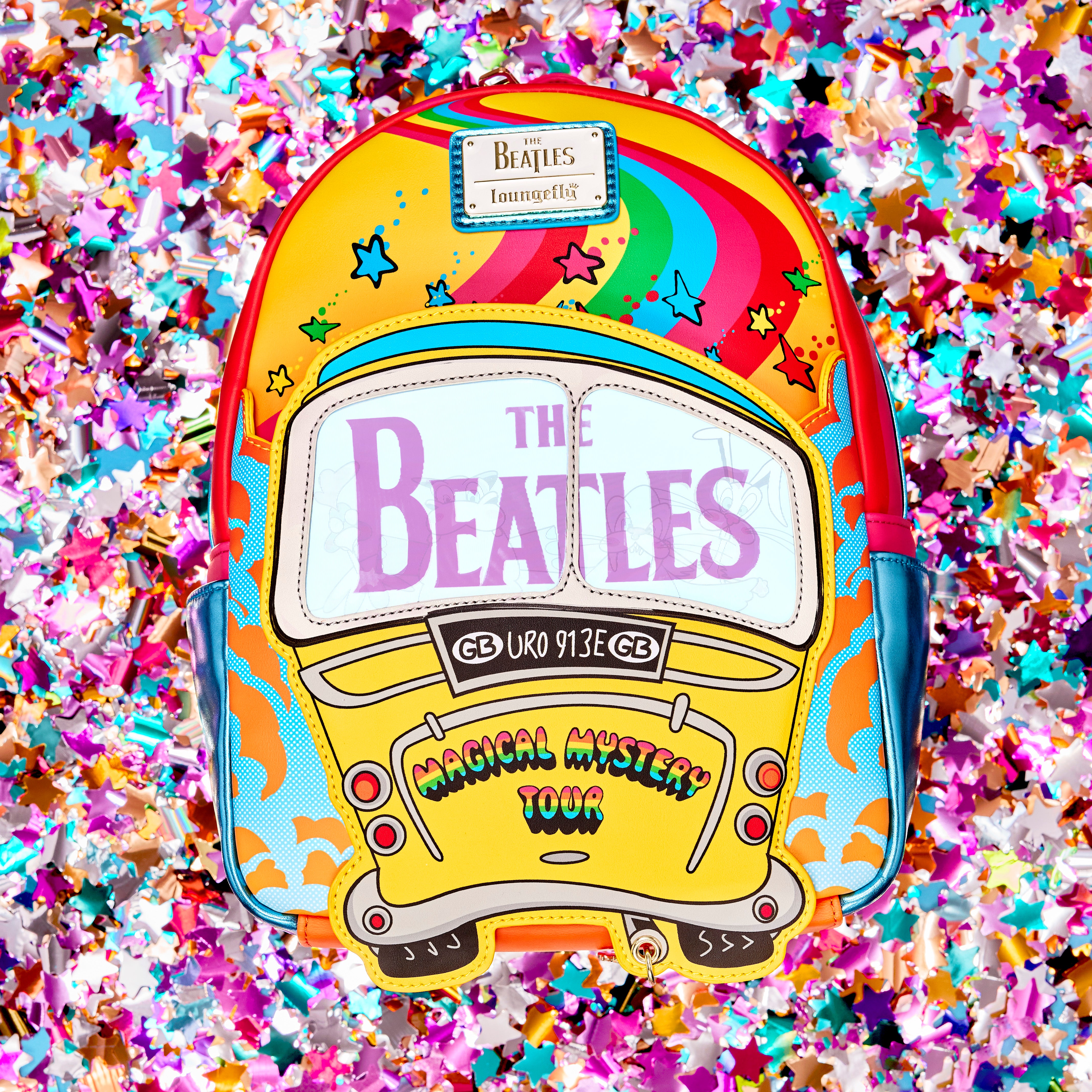 The Beatles x Loungefly Magical Mystery Tour Bus Mini Backpack Lifestyle