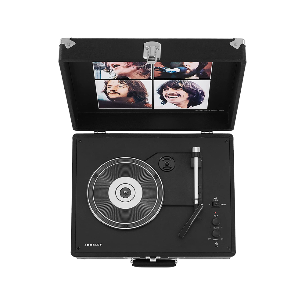 Crosley x The Beatles Let It Be Anthology Portable Turntable - Black - Open Top View