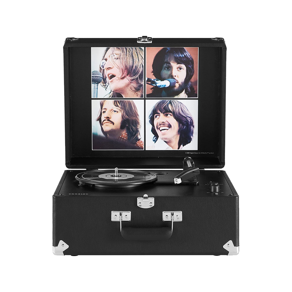 Crosley x The Beatles Let It Be Anthology Portable Turntable - Black - Open
